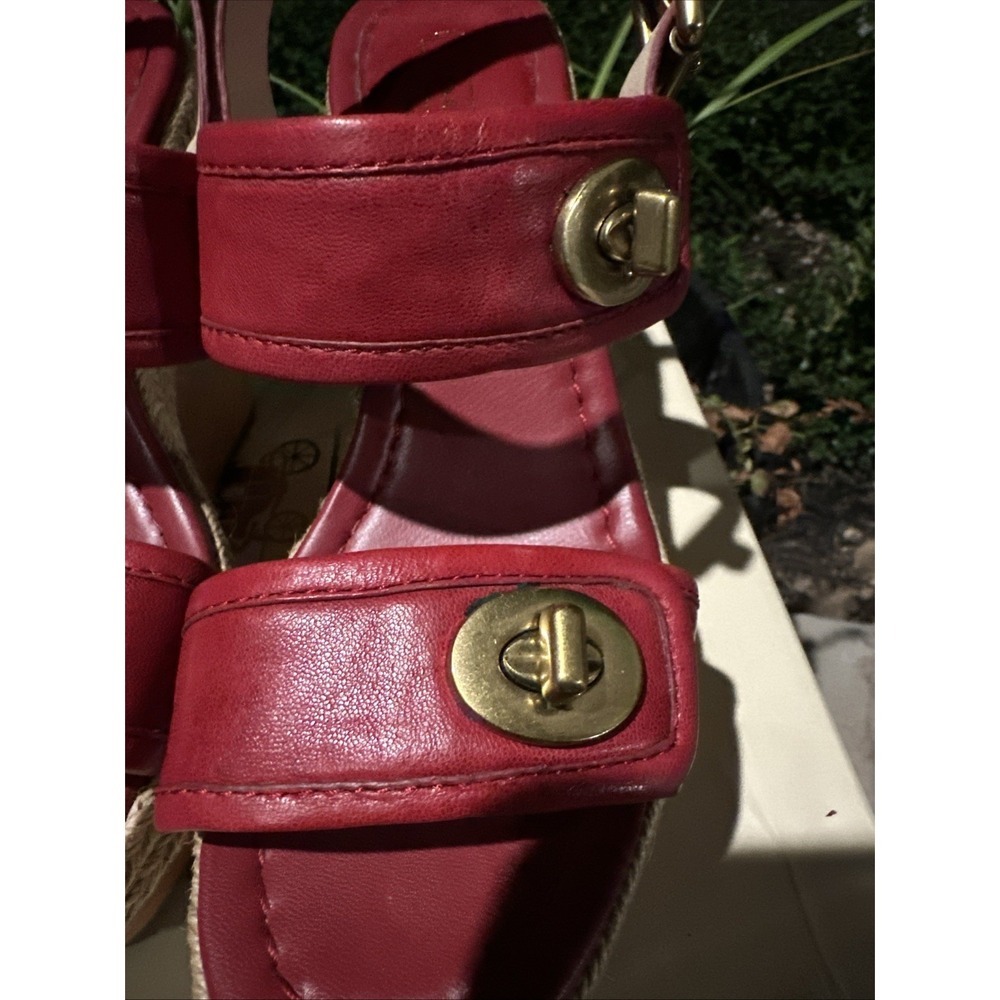 Coach Y2K Mariam Washed Tumbled Leather Crimson Wedge Turlock Hardware 7M - Picture 6 of 11